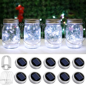 SmilingTown solar mason jar light lid with 20 LEDs for outdoor ambiance
