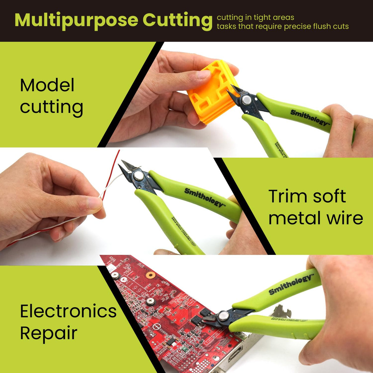Smithology non-slip rubber handles provide secure grip during trimming tasks.