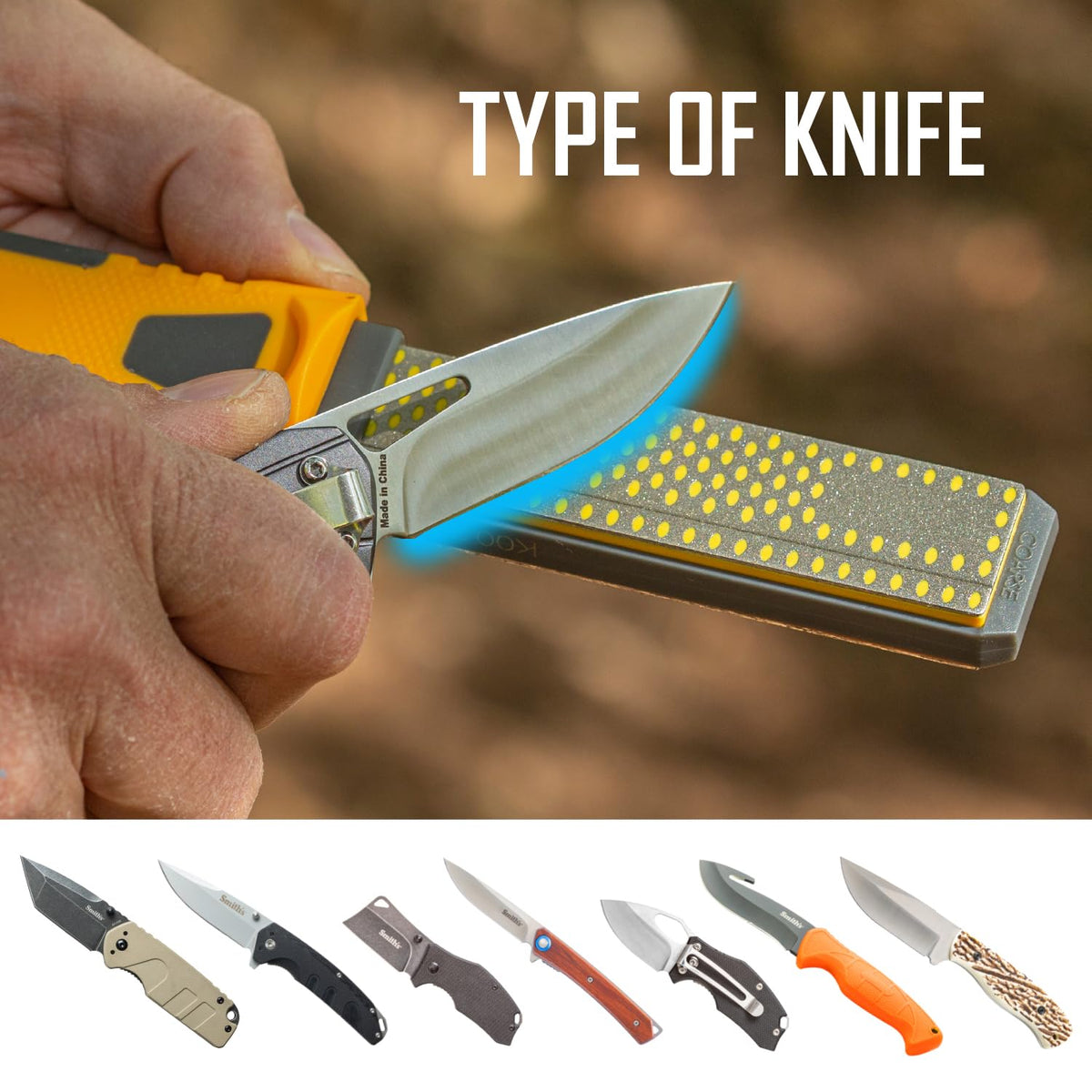 Portable, compact Smith's DCS4 sharpener ideal for outdoor use.