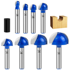 SMJXTOP 8-piece Cove Box round-nose bits set with 1/4 inch shank for precise detailing