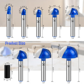 SMJXTOP core box round-nose bit shows diameter range for beading and fluting