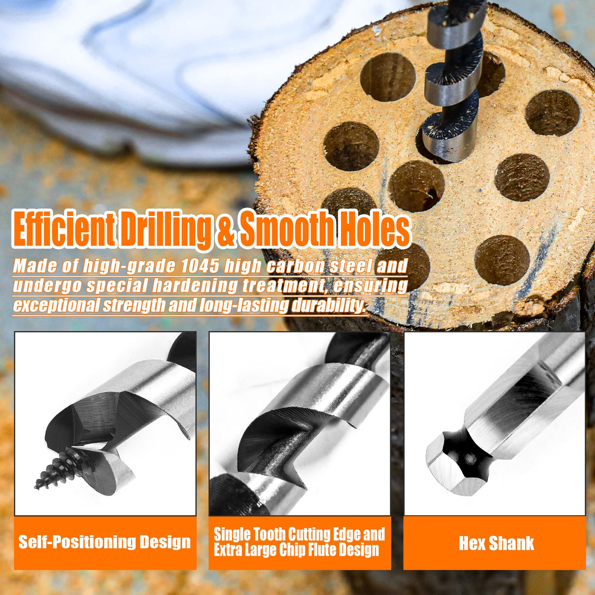 SMJXTOP hex shank design ensures secure, stable drilling.