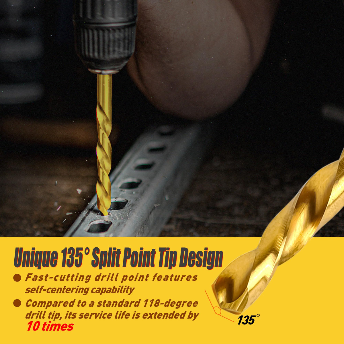 SMJXTOP left-hand drill bit 19/64 inch for heavy-duty drilling