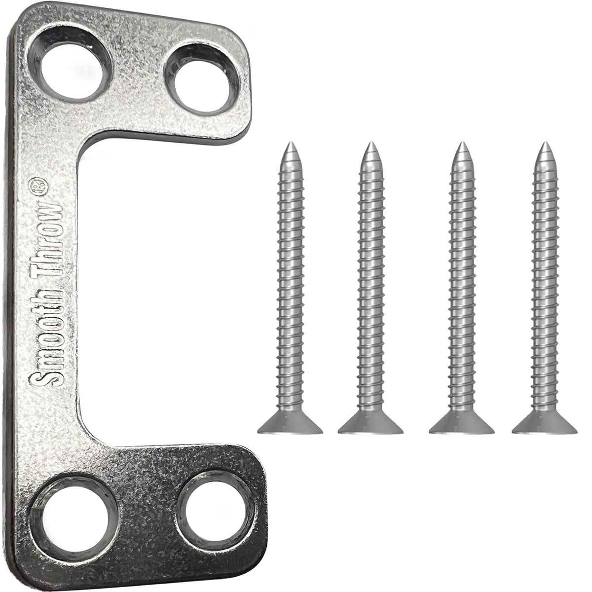 Smooth Throw oversized strike plate enables smoother deadbolt engagement on exterior doors.