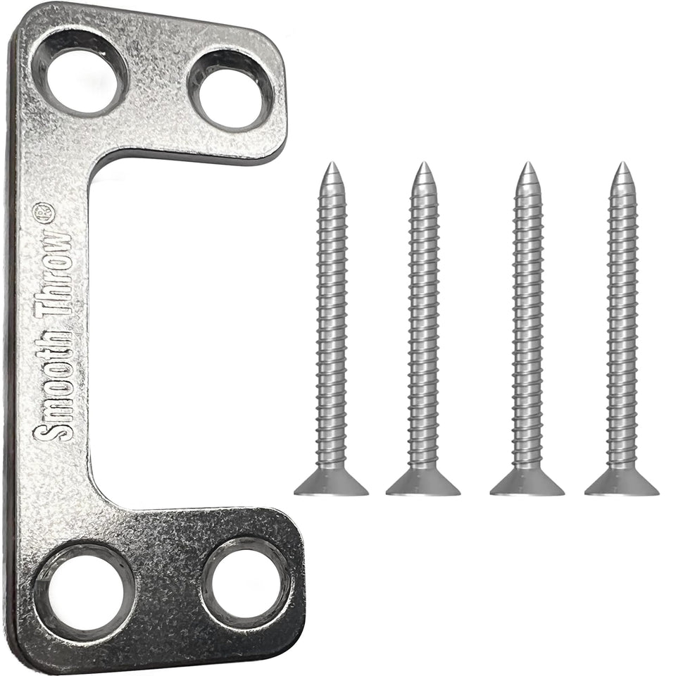 Smooth Throw oversized strike plate enables smoother deadbolt engagement on exterior doors.