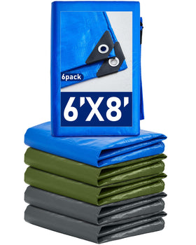 SmoothNovelty green tarp six-pack laid out for outdoor rain protection.