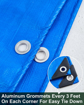 SmoothNovelty tarp with grommets enables quick setup.