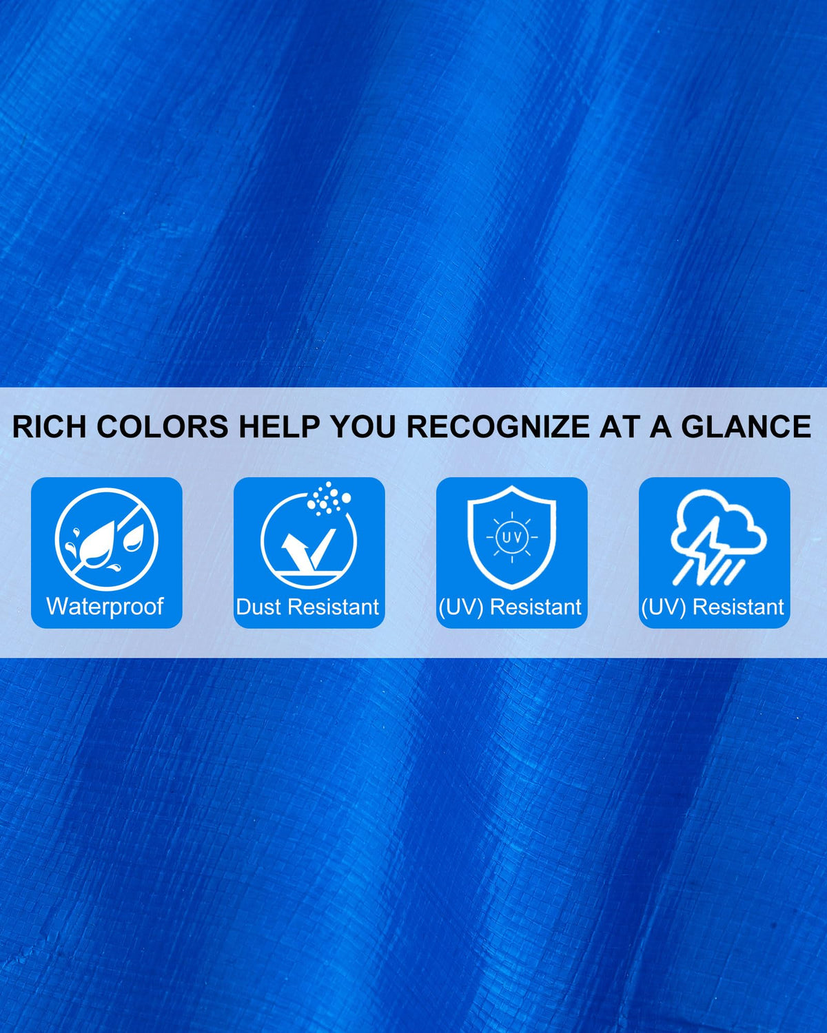 SmoothNovelty silver tarp demonstrates large coverage for vehicle protection.