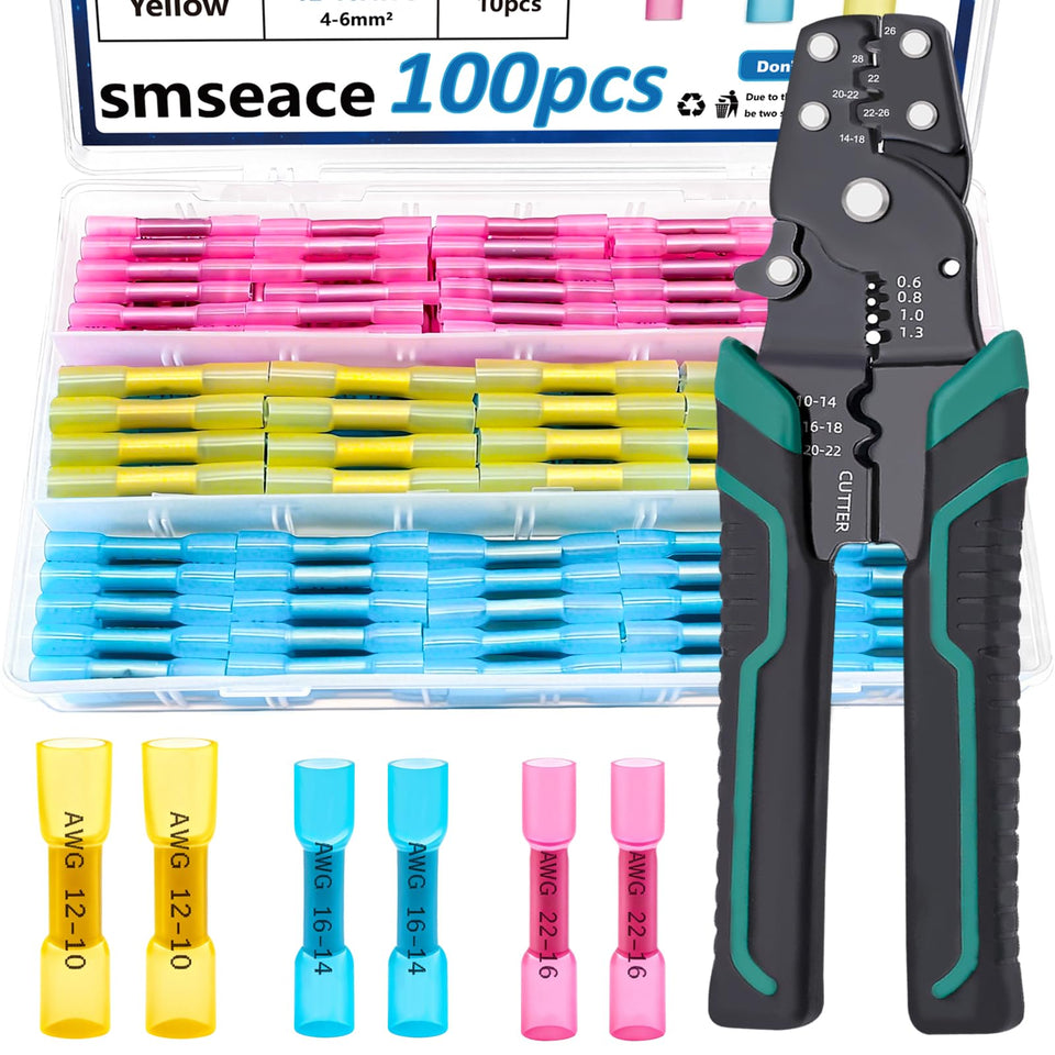 smseace heat shrink butt connector 100pcs for secure automotive wiring