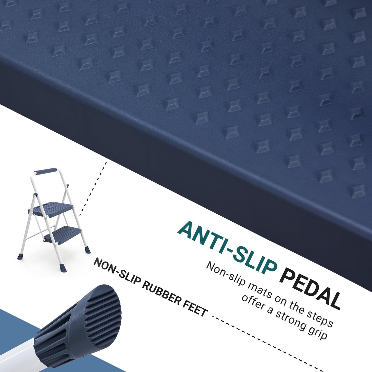 SMUG Step Ladder supports up to 800 lbs with sturdy steel construction