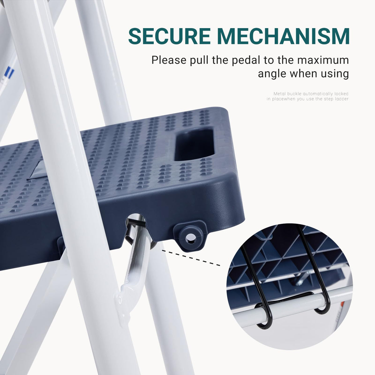SMUG Step Ladder folds to 2-inch thickness for easy storage