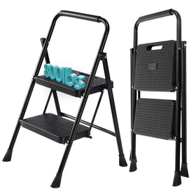 Smug Step Ladder folded compact, easy storage in tight spaces.