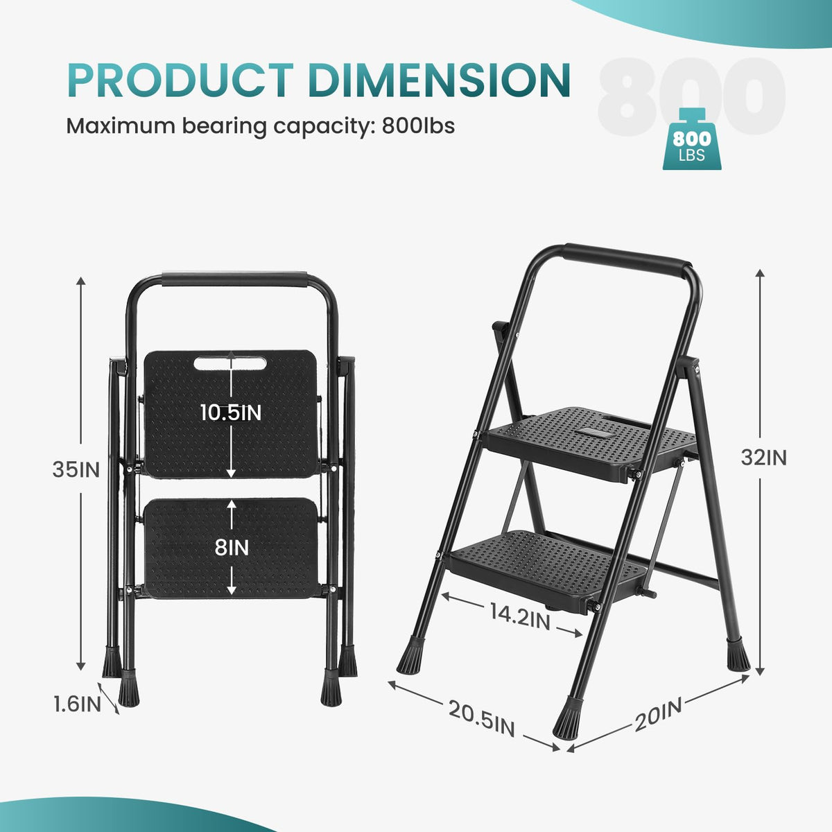 Smug Step Ladder multi-use for kitchen, garage, and outdoors projects.