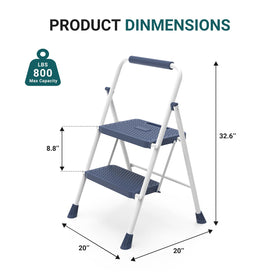 SMUG Step Ladder wide pedals provide stable footing on any surface