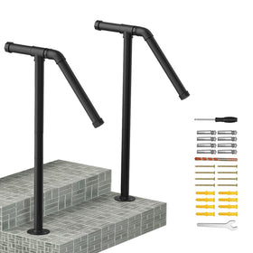 Smusei outdoor stair railing set of two in black for secure footing on exterior stairs.