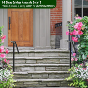 Smusei wrought-iron handrail for 1 or 2 steps with sturdy support.