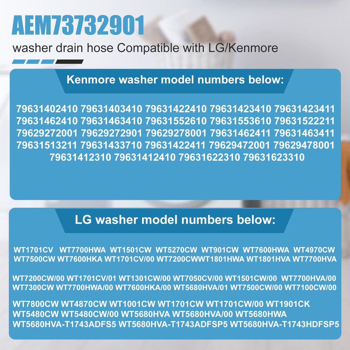 Clear measurements ensure a proper fit with LG and Kenmore models.