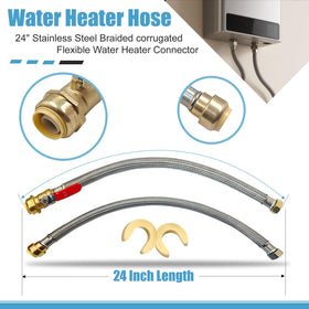 SMZTools stainless braided hose connector offers durable, lead-free hot water supply.