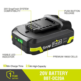 SnapFresh 3-LED fuel gauge display lets you monitor charge at a glance.