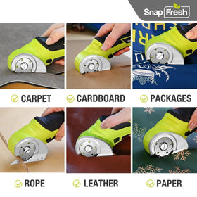SnapFresh cordless electric scissors cutting leather for neat seams