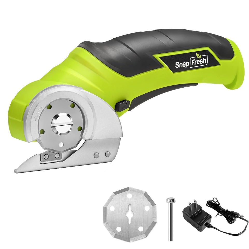 SnapFresh cordless electric scissors power on for smooth, low-noise operation