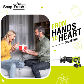 SnapFresh 20V cordless saw demonstrated in a dim workspace action