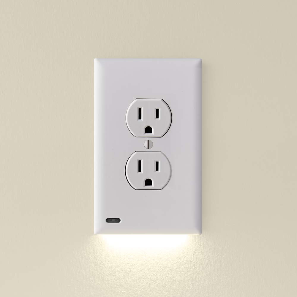 SnapPower GuideLight easy installation on duplex outlet plate for simple, wire-free night lighting.