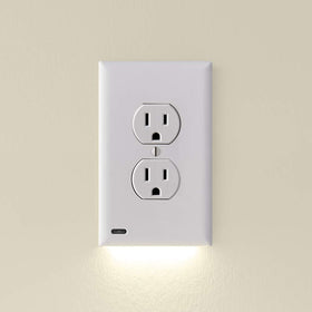 SnapPower GuideLight easy installation on duplex outlet plate for simple, wire-free night lighting.