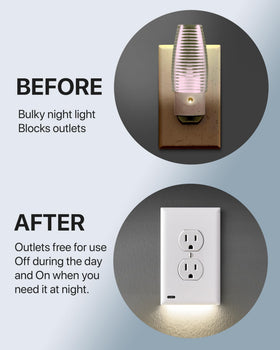 SnapPower GuideLight clean white wall plate blends with decor while providing subtle illumination.
