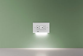 Designed for horizontal outlets, GuideLight Plus blends with decor.