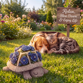 Snclriao waterproof polystone turtle withstands weather for outdoor use.