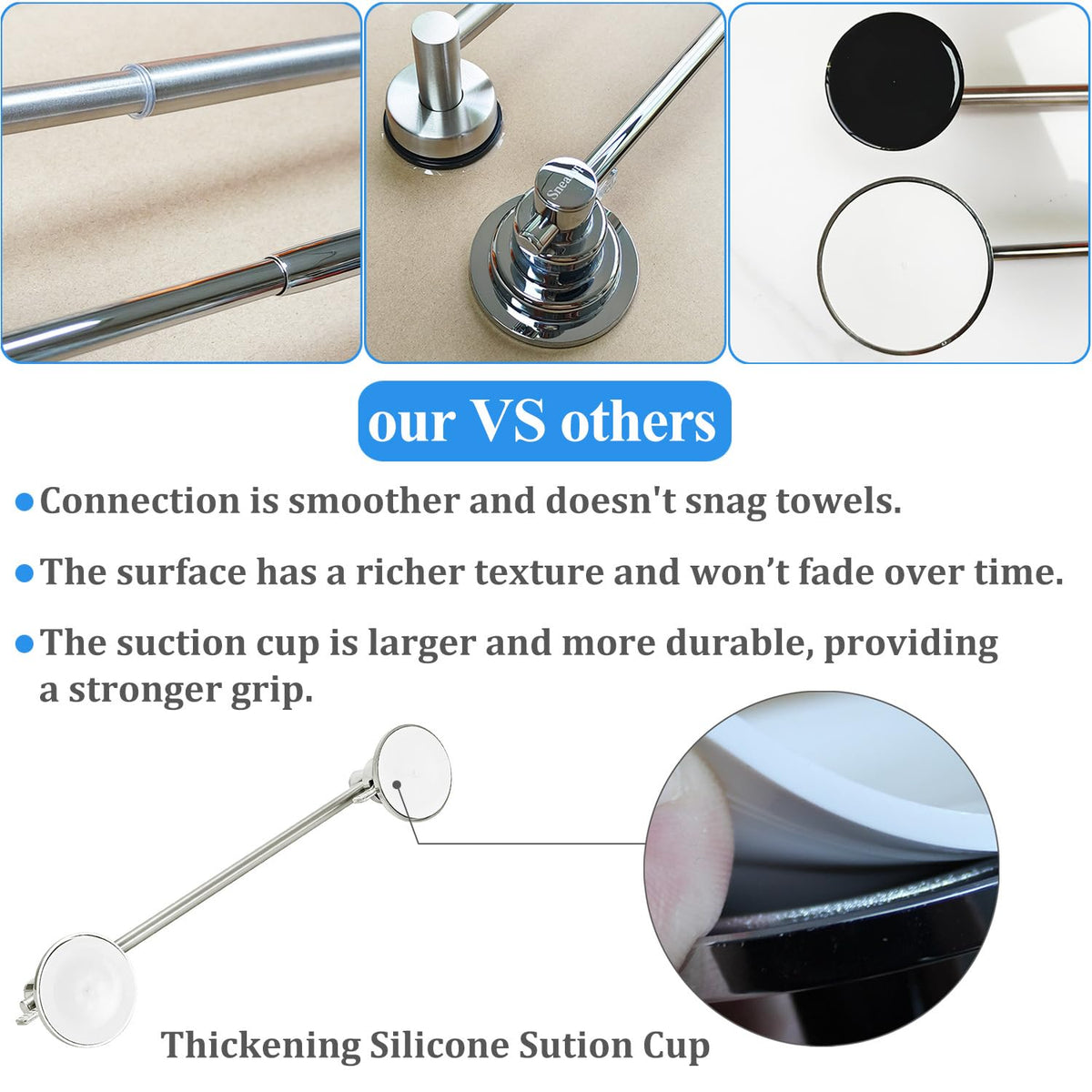 Sneatup adjustable-length towel bar adapts to available space for towels.