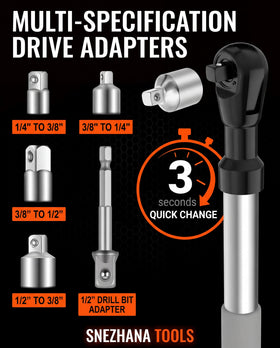 SNEZHANA drill adapter for flexible positioning in confined spaces.