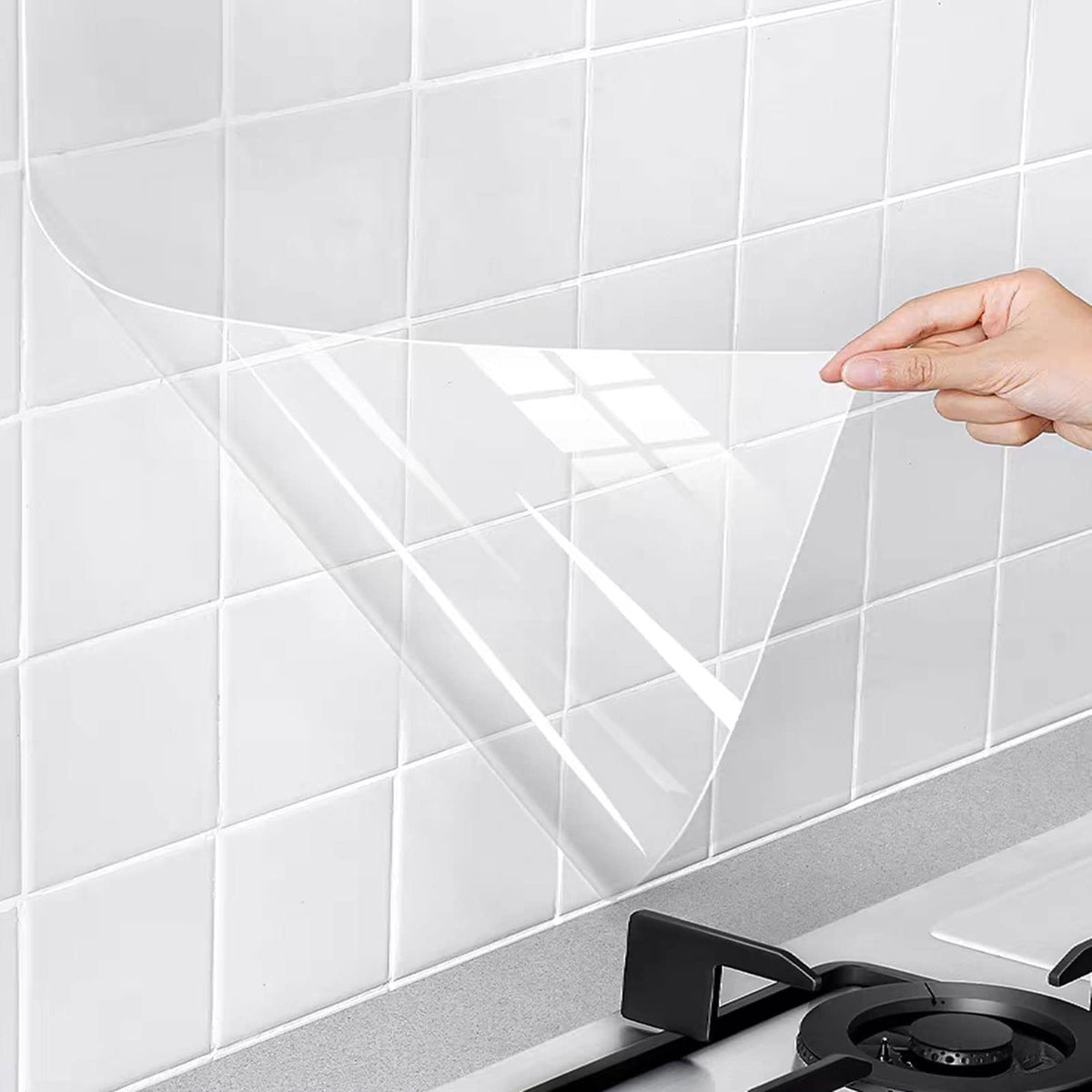 Snkxu Clear Contact Paper for backsplash tiles protects surfaces with transparent, moisture-resistant film.