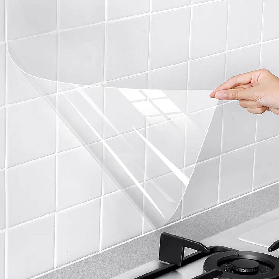 Snkxu Clear Contact Paper for backsplash tiles protects surfaces with transparent, moisture-resistant film.