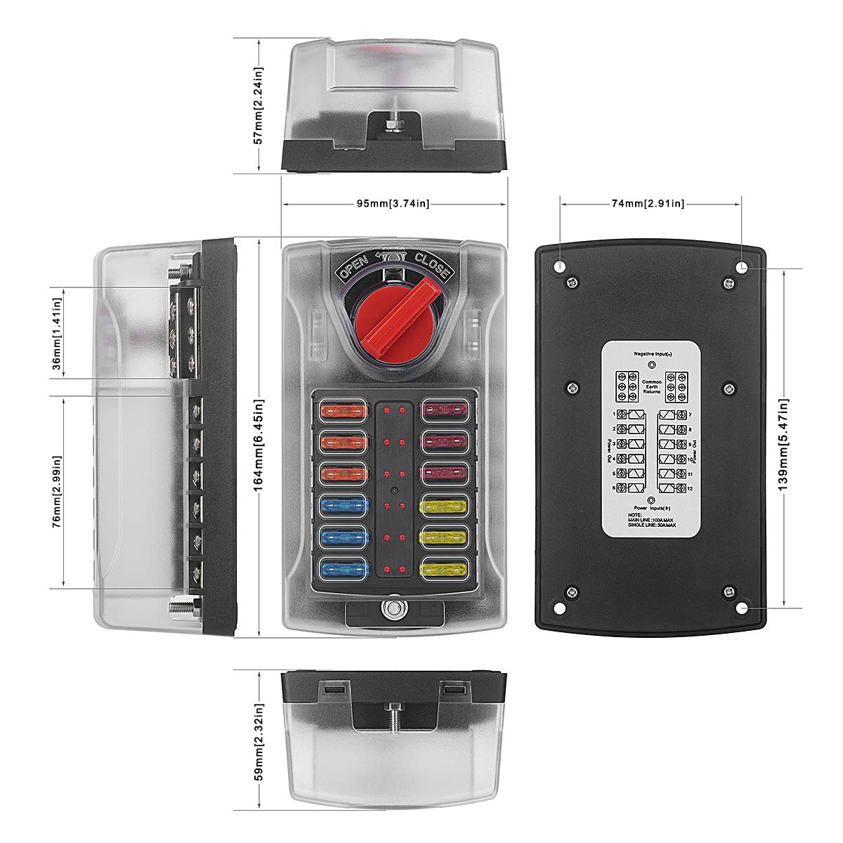Snlazp damp-proof cover on fuse block protects outdoor connections