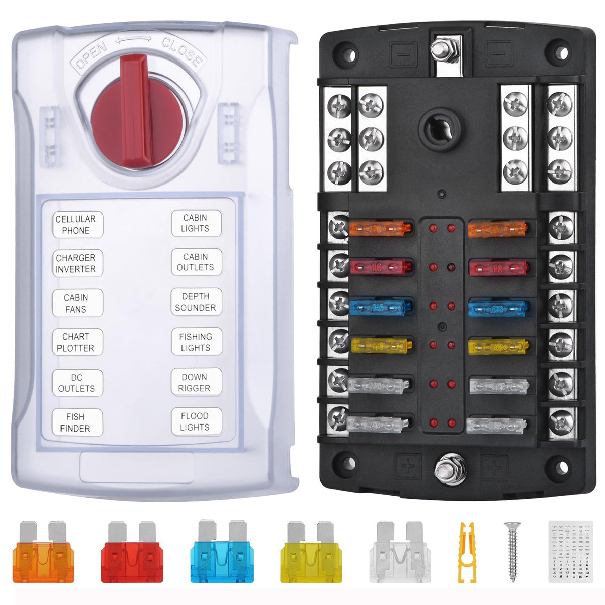 Snlazp 12V fuse block LED warning for quick fuse status checks
