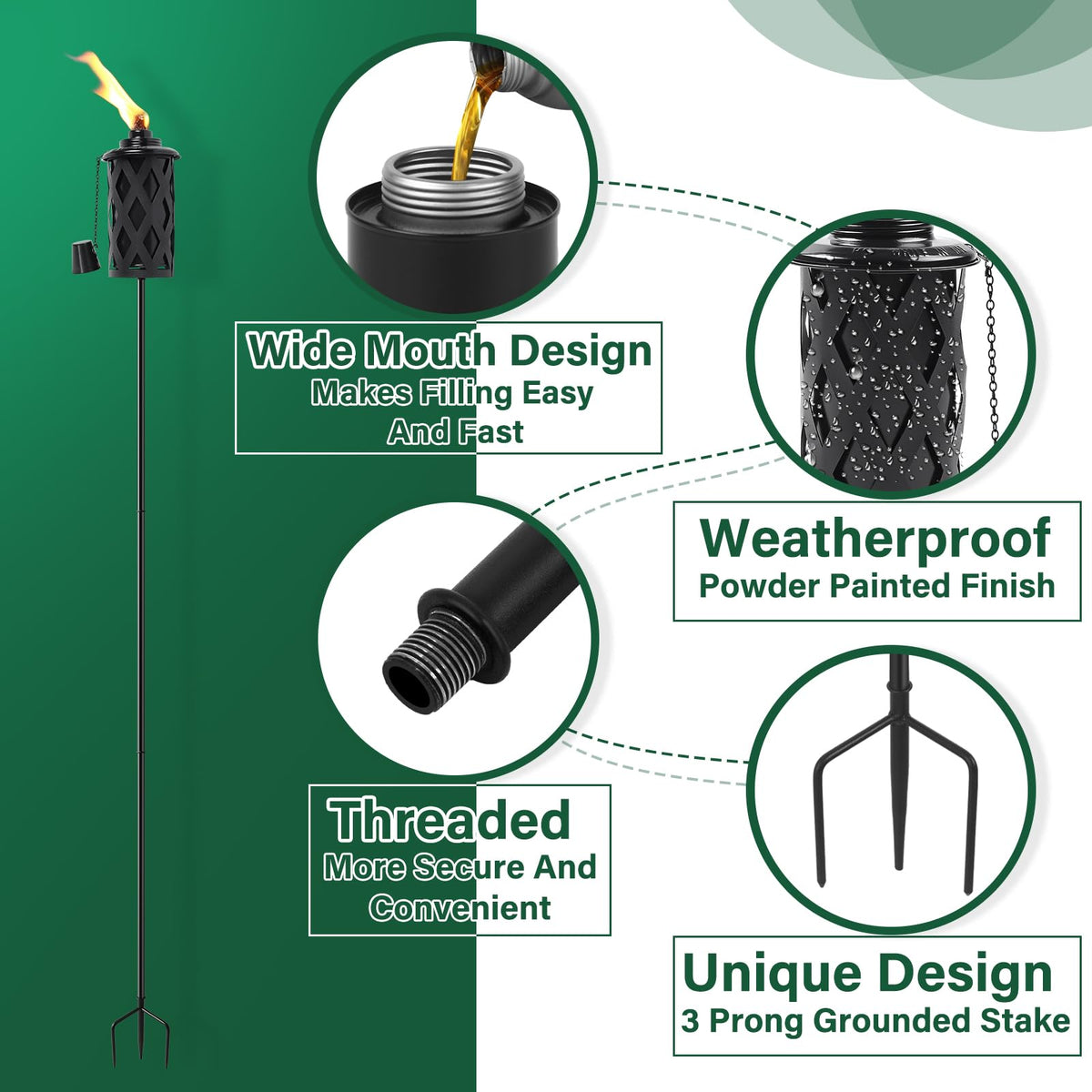 Three-prong grounded stake for stable SNOGSWOG torches