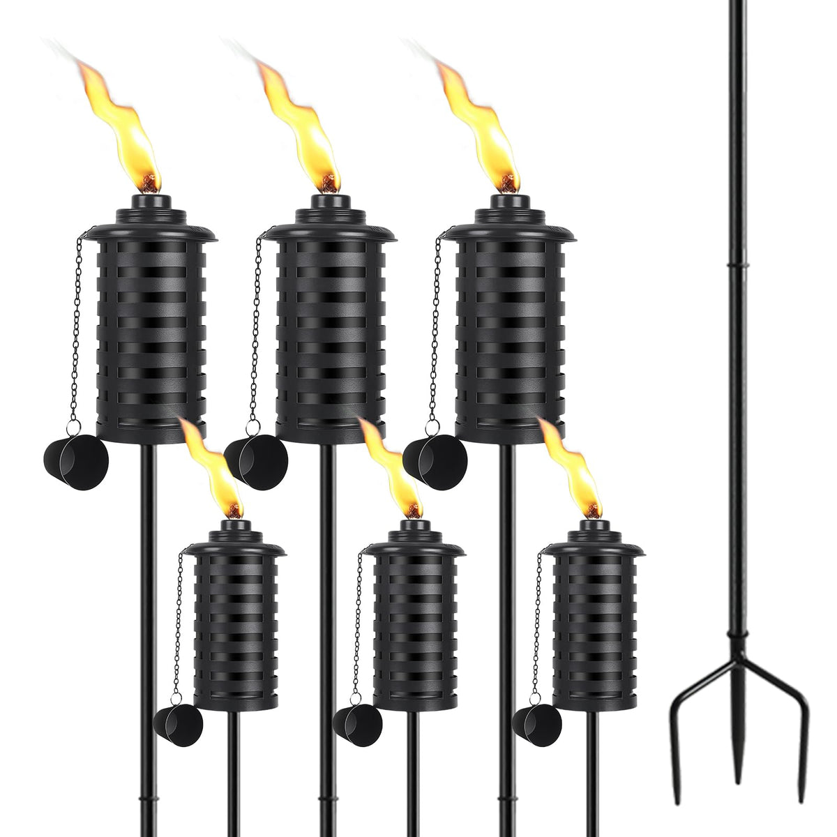 SNOGSWOG citronella torch with 3-prong stake for secure installation.