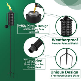 SNOGSWOG citronella torch with height-adjustment using three stakes.