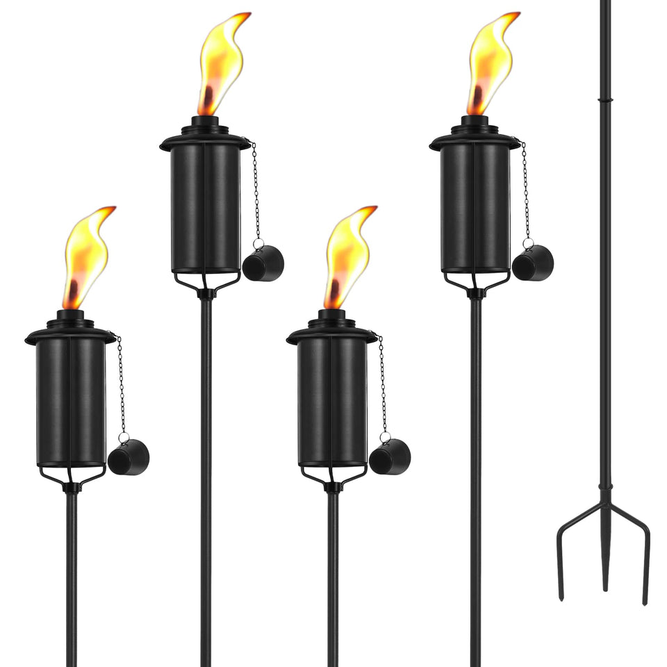 Snogswog garden torch with a 3-prong stake for stable outdoor lighting.