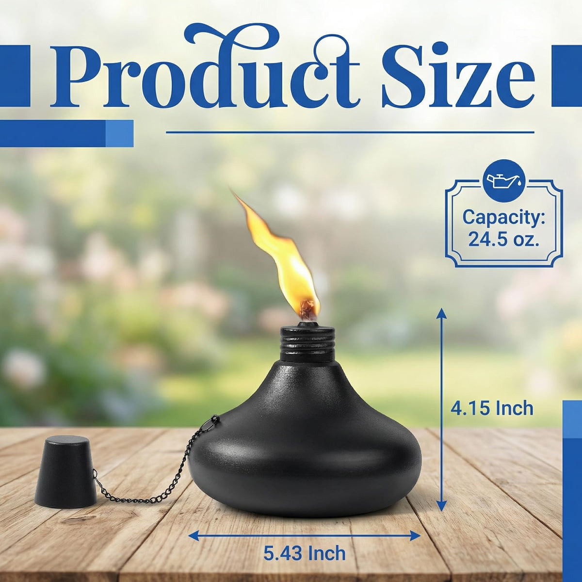 SNOGSWOG metal table-top torch with a wick refillable for durable outdoor lighting.