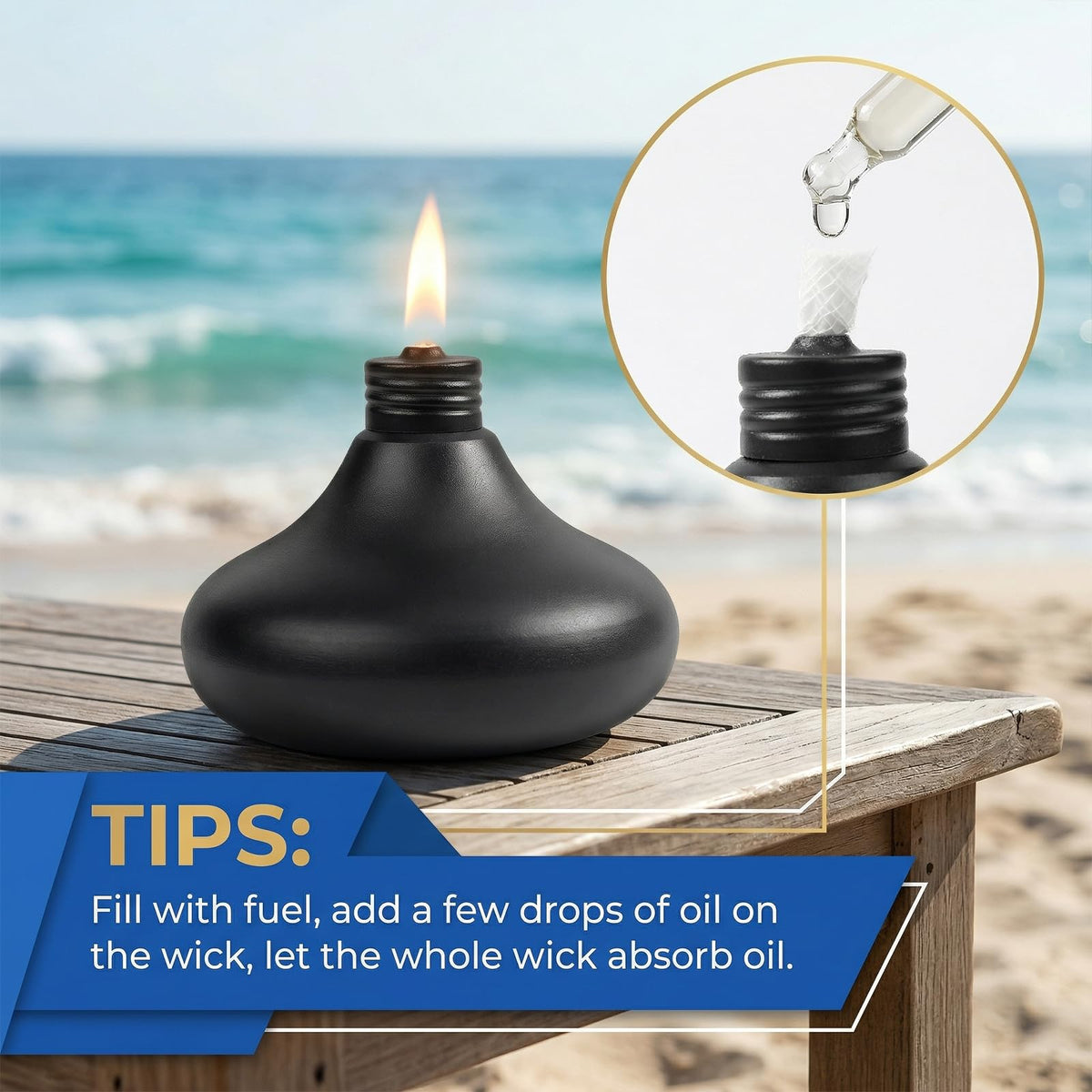 SNOGSWOG patio table-top torches provide convenient, stylish lighting for gatherings.