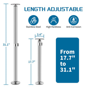 Snowtaros adjustable support pole from 17.7 to 31.1 inches adapts to most cabinets.