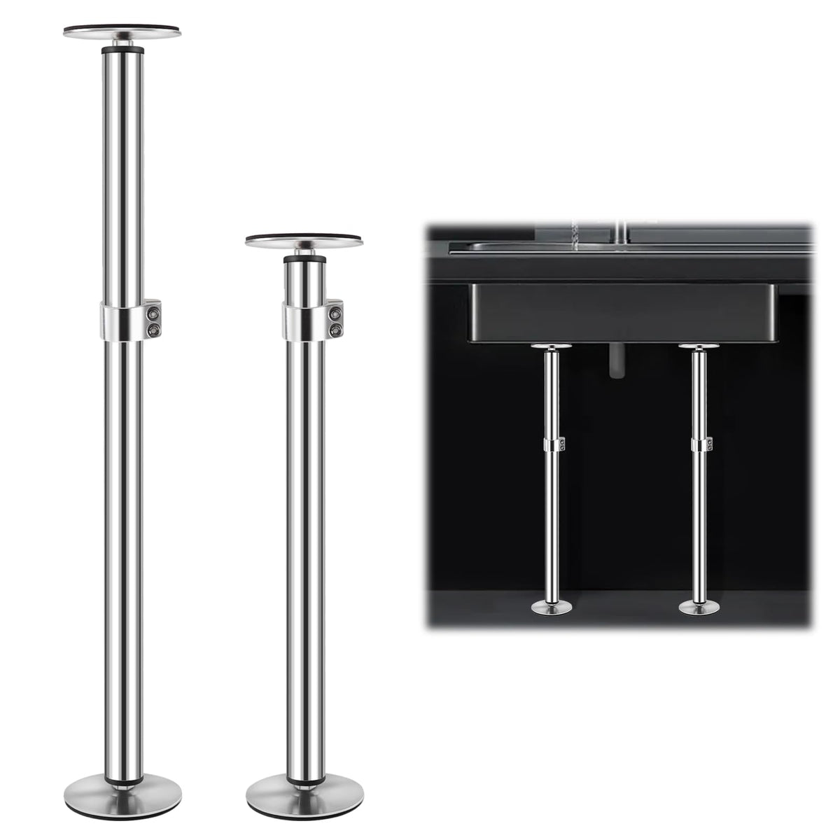 Snowtaros undermount sink brackets in stainless steel provide durable, wobble-free support.