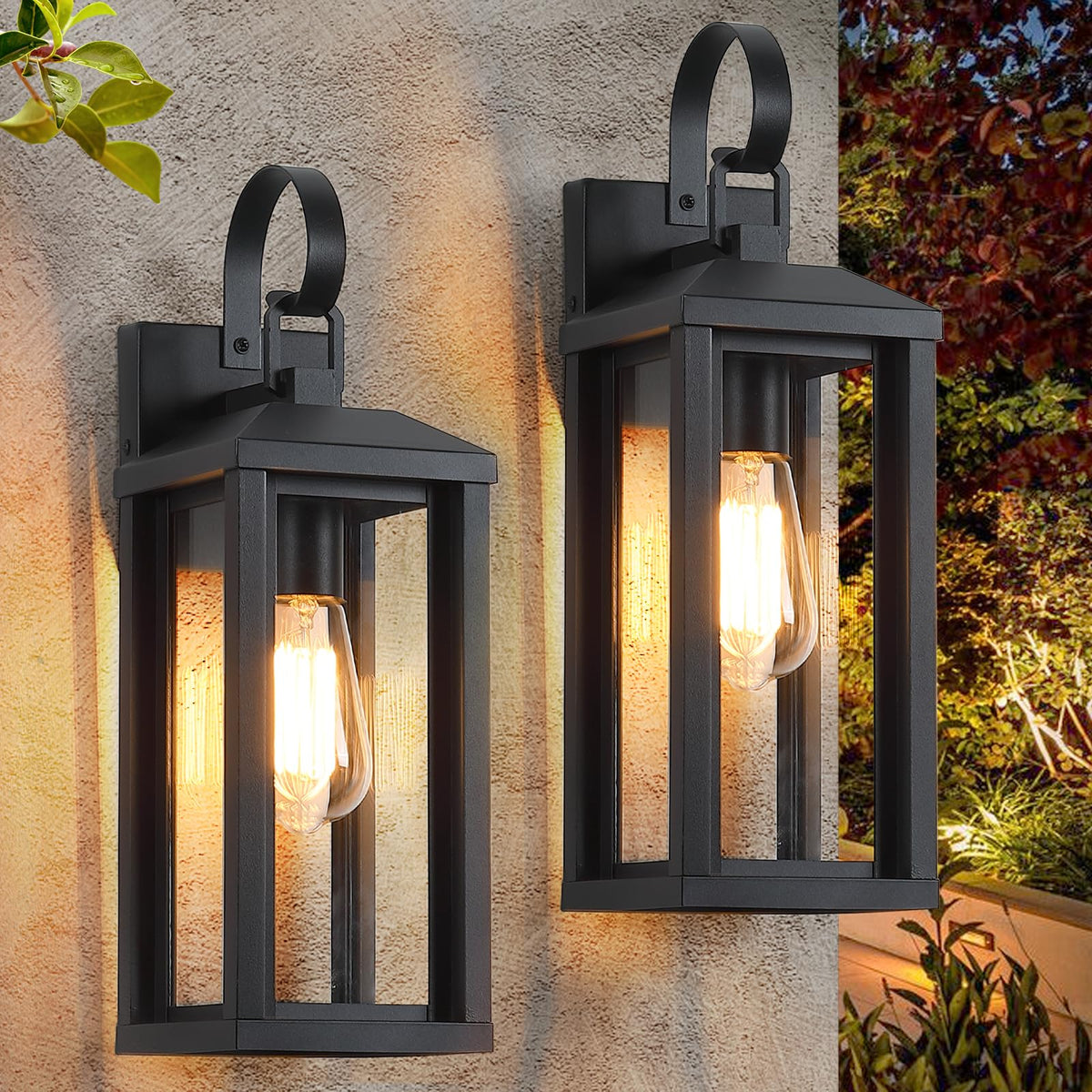 SNRU large outdoor wall light front view for sturdy curb appeal at night
