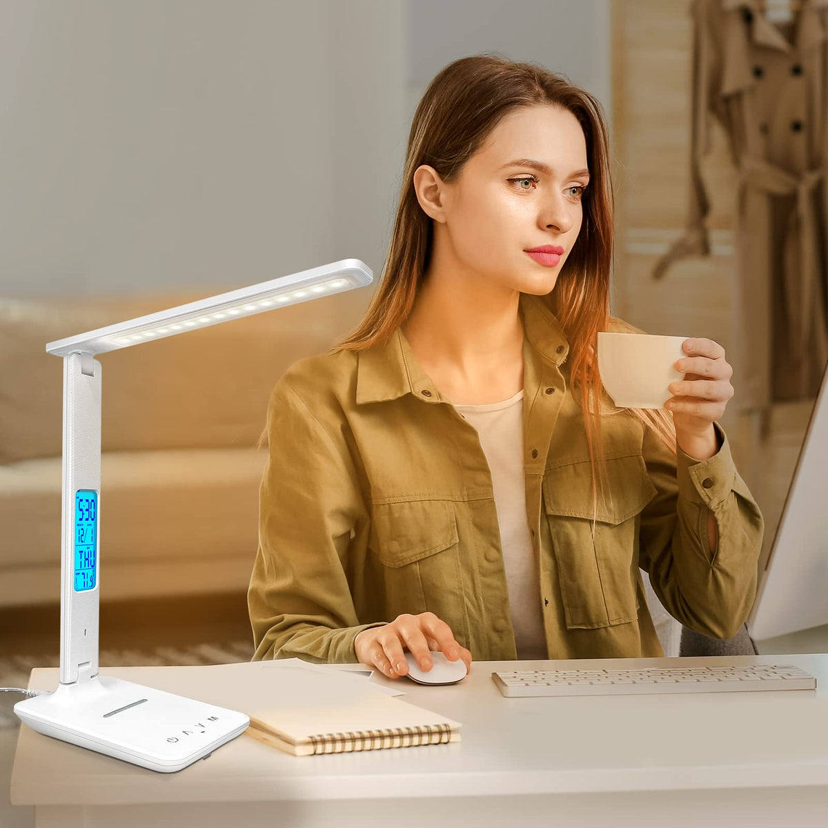 snsok desk lamp bedside-office setup demonstrates versatile lighting for living and working