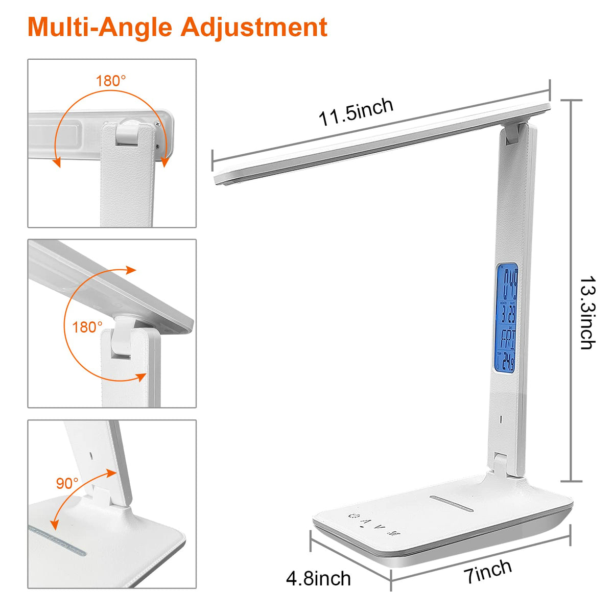 snsok desk lamp smart-display shows time, date, and temperature at a glance