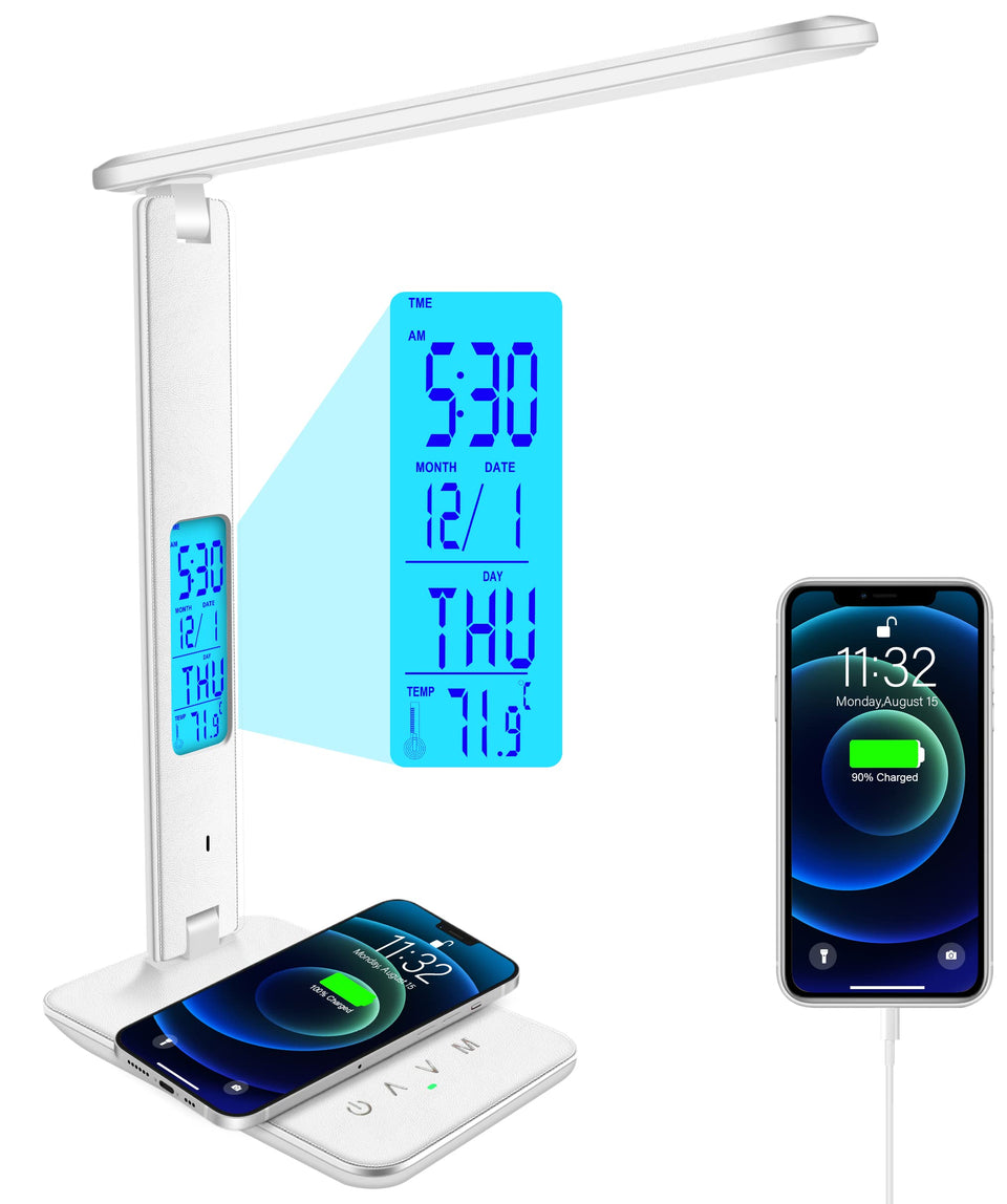 snsok desk lamp with wireless charger provides convenient on-desk charging for devices