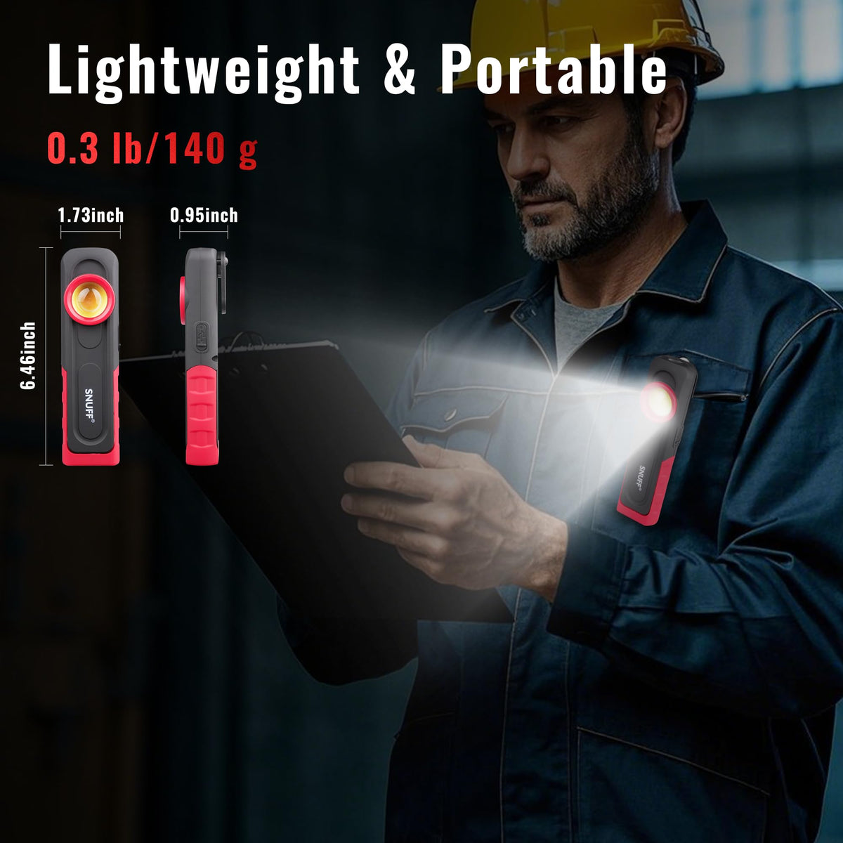 SNUFF 600LM detailing light compact design with pocket clip for portability